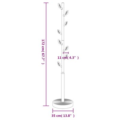 vidaXL Fatahengi Hvítt 172 cm Dufthúðað Járn