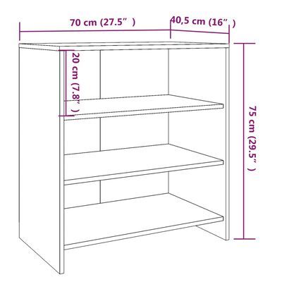 vidaXL Skenkur Grár Sonoma Eik 70x40,5x75 cm Samsettur Viður