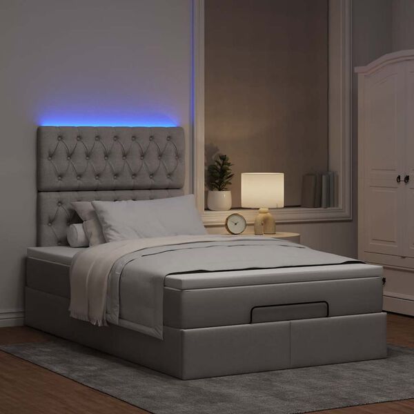 vidaXL Ottoman R&uacute;m me&eth; D&yacute;nu & LED Taupe 120x190cm Efni