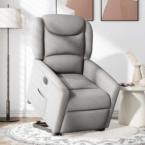 vidaXL Electric Stand up Recliner st&oacute;ll Cloud Grey Efni