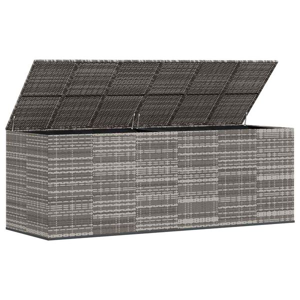 vidaXL Garðpúðakassi PE Rattan 291x100,5x104 cm Grár