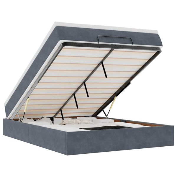 vidaXL Ottoman r&uacute;m me&eth; d&yacute;nu d&ouml;kkgr&aacute; 140x190cm flauel