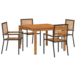 vidaXL Garður borðsett 5 pcs Svartur Poly rattan