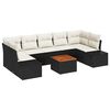 vidaXL Gar&eth;s&oacute;fa sett me&eth; p&uacute;&eth;i 8 pcs Svartur p&oacute;l&yacute;rattan