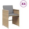 vidaXL Gar&eth;st&oacute;lar me&eth; Sessum 4 stk. Drappa&eth;ir P&oacute;l&yacute;rattan