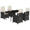 vidaXL 5 Hluta Gar&eth;bor&eth;stofusett me&eth; Sessum Svart P&oacute;l&yacute;rattan