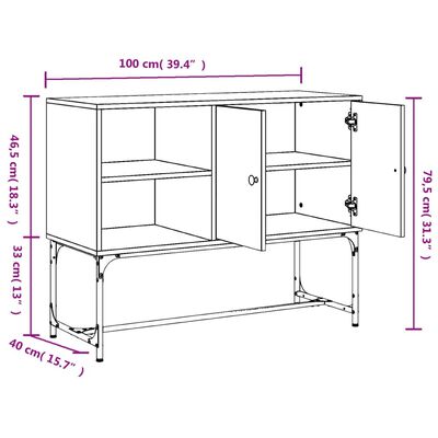 vidaXL Skenkur Reyktóna Eikarlitur 100x40x79,5 cm Samsettur Viður