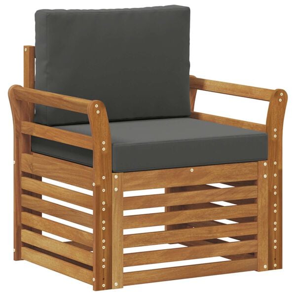 vidaXL &Uacute;ti s&oacute;fasett Solid Akas&iacute;uskei&eth; og P&oacute;lyester N&aacute;tt&uacute;rulegur