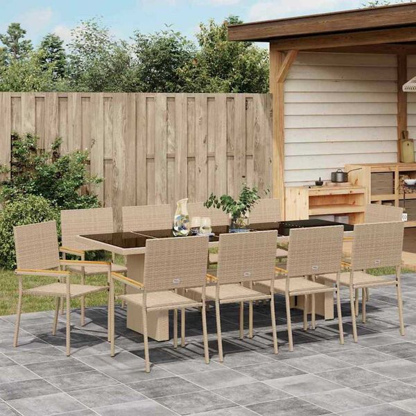vidaXL Gar&eth;ur bor&eth;sett 11 pcs Drapplita&eth;ur p&oacute;l&yacute;rattan
