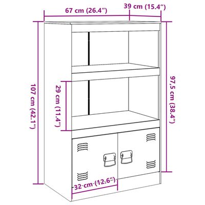 vidaXL Skenkur Bleikur 67x39x107 cm Stál