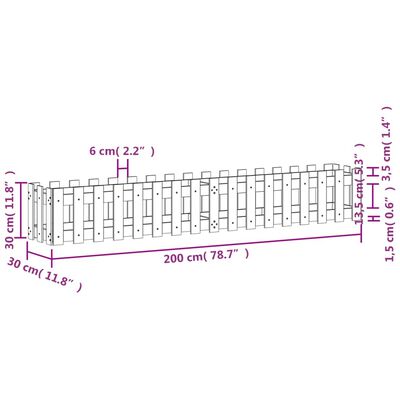 vidaXL Upphækkað Garðker með Girðingarhönnun Hvítt 200x30x30 cm Fura