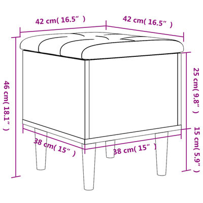 vidaXL Geymslubekkur Svartur 42x42x46 cm Samsettur Viður