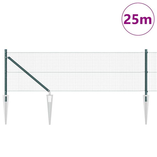 vidaXL Girðingarpóstur Grænn 25 x 0,8 m (16 x 16 mm net) Stál og PVC