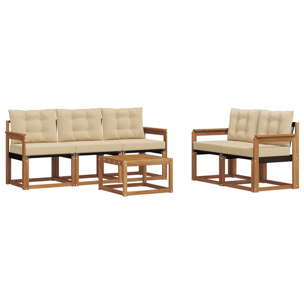 vidaXL &Uacute;ti s&oacute;fasett me&eth; p&uacute;&eth;i 6 pcs N&aacute;tt&uacute;rulegt og B&eacute;ig