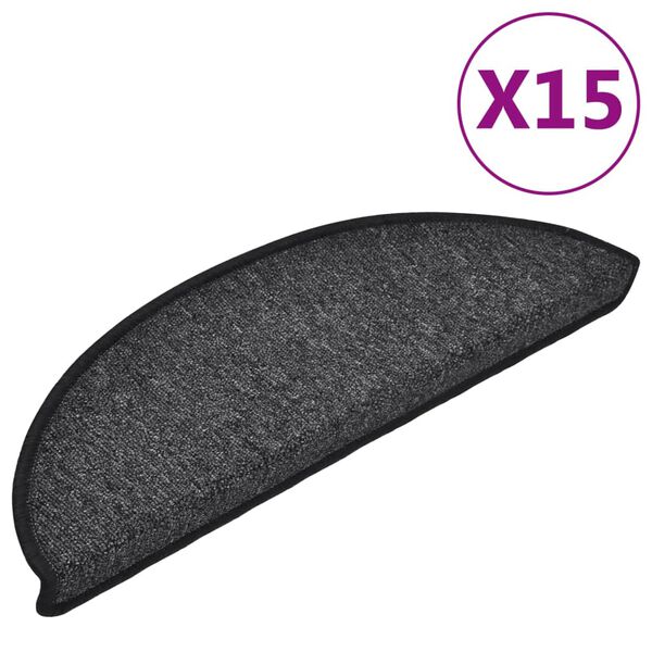 vidaXL Stigamottur 15 stk 56x17x3 cm antras&iacute;t h&aacute;lfhringlaga