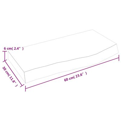 vidaXL Vegghilla 60x30x(2-6) cm Ómeðhöndlaður Gegnheill Eikarviður