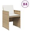 vidaXL Gar&eth;st&oacute;lar me&eth; Sessum 4 stk. Drappa&eth;ir P&oacute;l&yacute;rattan