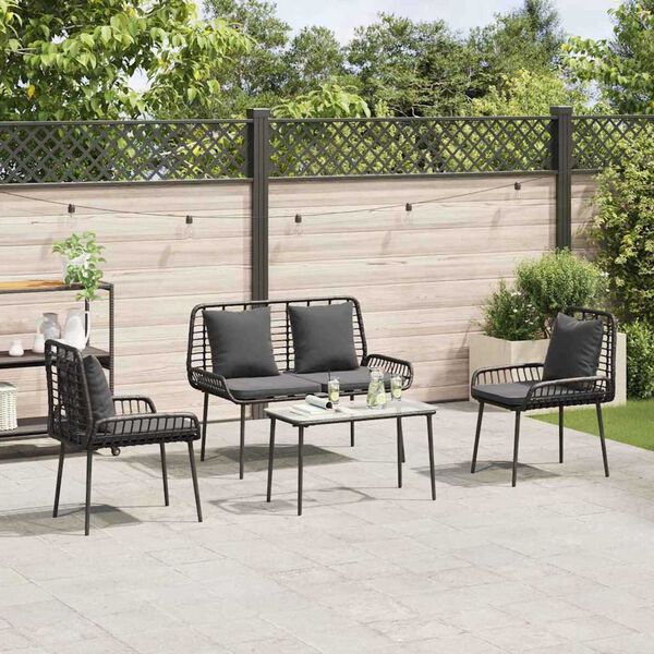 vidaXL Gar&eth;ur bor&eth;sett 3 pcs Svartur og Anthracite Poly rattan og st&aacute;l