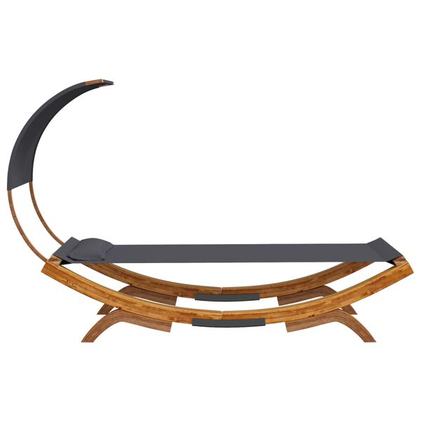 vidaXL Hengirúm með Skyggni 100x200x126 cm Sveigður Viður Reykgrátt