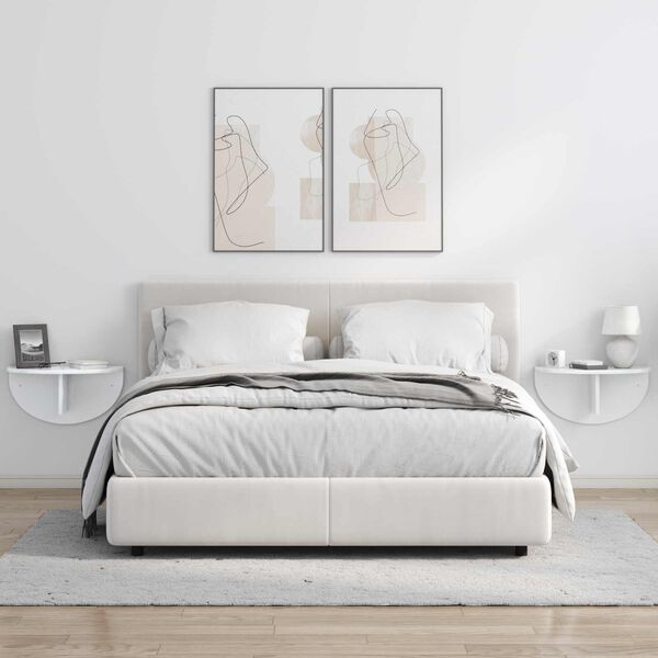 vidaXL Vegghylla H&aacute;gloss hv&iacute;tur 48 x 24 x 24 cm Samsettur vi&eth;ur