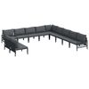 vidaXL Gar&eth;s&oacute;fa sett me&eth; p&uacute;&eth;i 11 pcs Svartur St&aacute;l