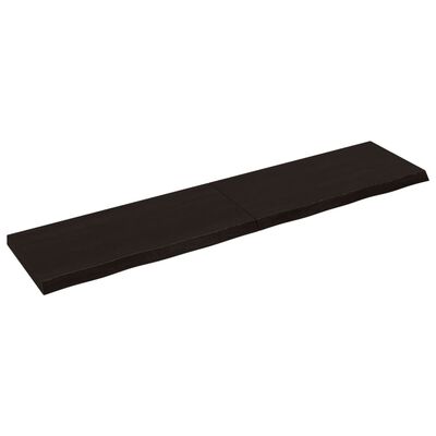 vidaXL Vegghilla Dökkbrún 220x50x(2-6) cm Meðhöndluð Gegnheil Eik