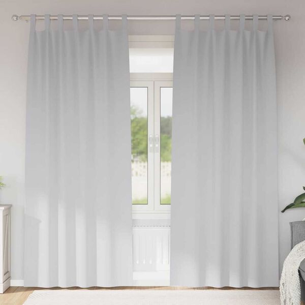 vidaXL Svartgard&iacute;nur me&eth; hringjum 2 pcs Bleikur Gr&aacute;r 260 x 140 cm