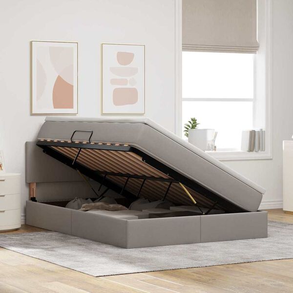 vidaXL R&uacute;m me&eth; geymslur&yacute;mi og d&yacute;nu M&oacute;gr&aacute;r 140 x 200 cm Samsettur vi&eth;ur