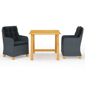 vidaXL 3 Hluta Gar&eth;bor&eth;stofusett D&ouml;kkgr&aacute;tt