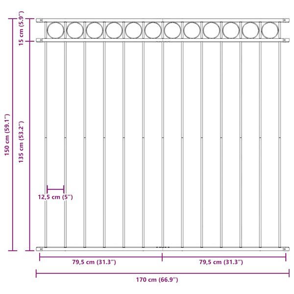vidaXL Gir&eth;ingarplata Assen St&aacute;l 1,7x1,5 m Sv&ouml;rt