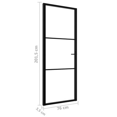 vidaXL Innihurð ESG Gler og Ál 76x201,5 cm Svört