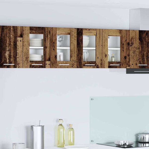 vidaXL Vegghengdur sk&aacute;pur me&eth; hur&eth; 2 pcs Gamalt timbur 60 x 31 x 40 cm