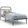 vidaXL R&uacute;mgrind &uacute;r M&aacute;lmi &aacute;n D&yacute;nu me&eth; H&ouml;f&eth;agafli Sv&ouml;rt 90x190 cm