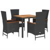 vidaXL 5 Hluta Gar&eth;bor&eth;stofusett me&eth; Sessum Svart P&oacute;l&yacute;rattan