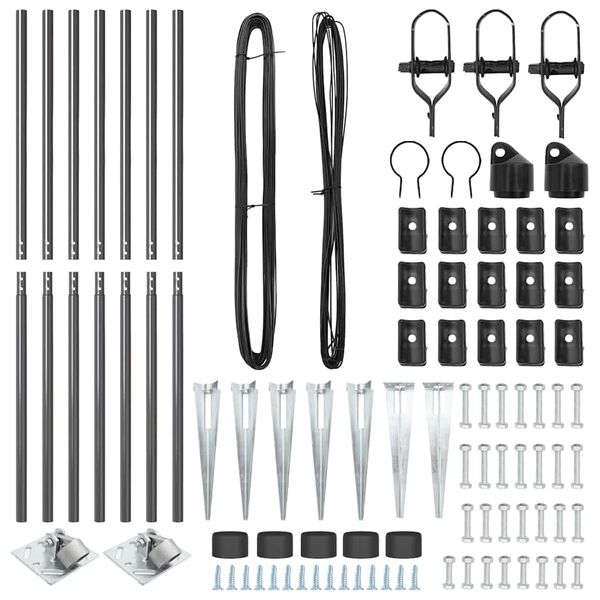 vidaXL Gir&eth;ingarp&oacute;stur 7 pcs Gr&aacute;r St&aacute;l