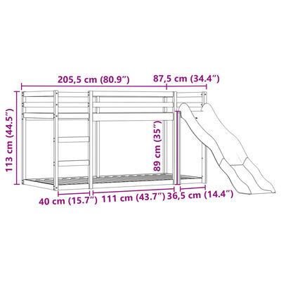 vidaXL Koja án Dýnu með Rennibraut og Gardínum Bleik 80x200 cm