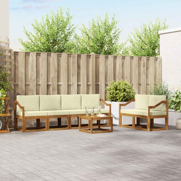 vidaXL &Uacute;ti s&oacute;fasett me&eth; p&uacute;&eth;i 7 pcs N&aacute;tt&uacute;rulegt og Krem Hrein akas&iacute;utr&eacute;