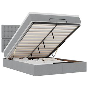 vidaXL Ottoman r&uacute;m me&eth; d&yacute;nu & LED lj&oacute;sgr&aacute;tt 140x190 cm Efni