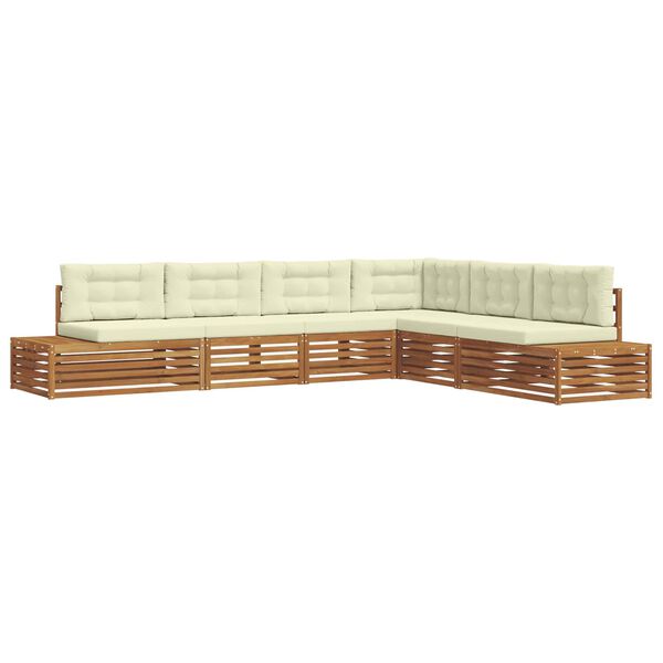 vidaXL &Uacute;ti s&oacute;fasett me&eth; p&uacute;&eth;i 6 Stykki N&aacute;tt&uacute;rulegt og Krem