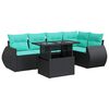 vidaXL 6 stykki gar&eth;s&oacute;fasett me&eth; p&uacute;&eth;um Black Poly Rattan Acacia