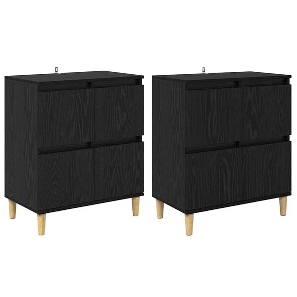 vidaXL Hli&eth;arbor&eth; 2 pcs Svartur Eik 60 x 35 x 70 cm Samsettur vi&eth;ur