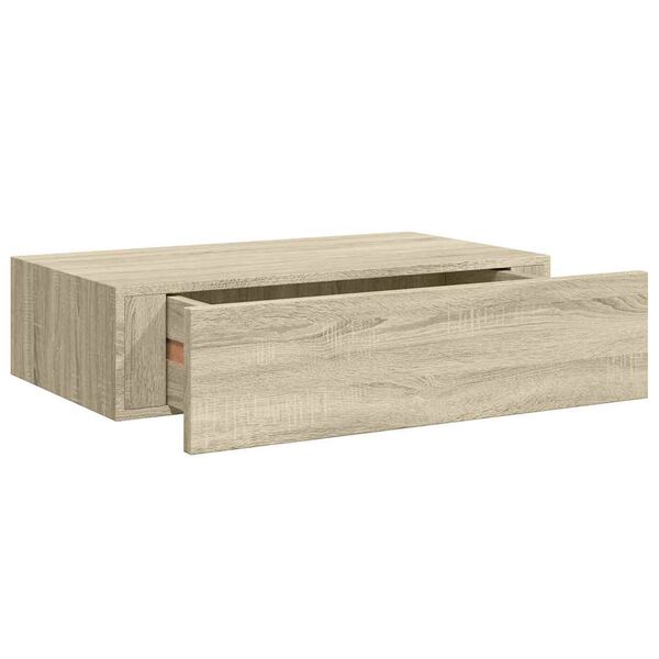 vidaXL Veggfest Skúffuhilla Eikarlitur 40x23,5x10cm MDF
