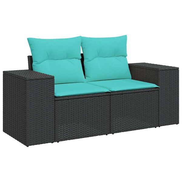 vidaXL 10 bita gar&eth;s&oacute;fasett me&eth; p&uacute;&eth;um Black Poly Rattan Acacia
