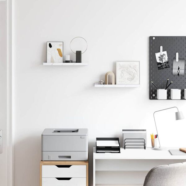 vidaXL Vegghylla 2 pcs Hv&iacute;tt marmara 40 x 9 x 3 cm Samsettur vi&eth;ur