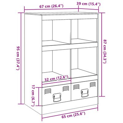 vidaXL Hár Skenkur Sinnepsgult 67x39x95 cm Stál