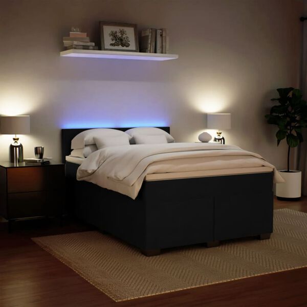 vidaXL H&oacute;lfa&eth; Springr&uacute;m Svart 160x200 cm Flauel