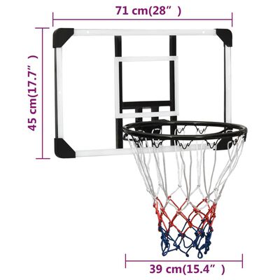 vidaXL Basketball Bakplata Gegnsætt 71x45x2,5 cm Polycarbonate