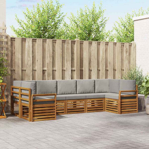 vidaXL S&oacute;fasett 7 pcs N&aacute;tt&uacute;rulegt og Lj&oacute;st Gr&aacute;tt Hrein akas&iacute;utr&eacute;