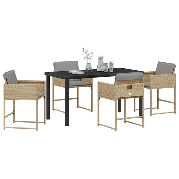 vidaXL Gar&eth;ur bor&eth;sett 5 pcs Drapplita&eth;ur p&oacute;l&yacute;rattan