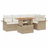 vidaXL Gar&eth;s&oacute;fa sett me&eth; geymslu 6 pcs Drapplita&eth;ur Poly rattan